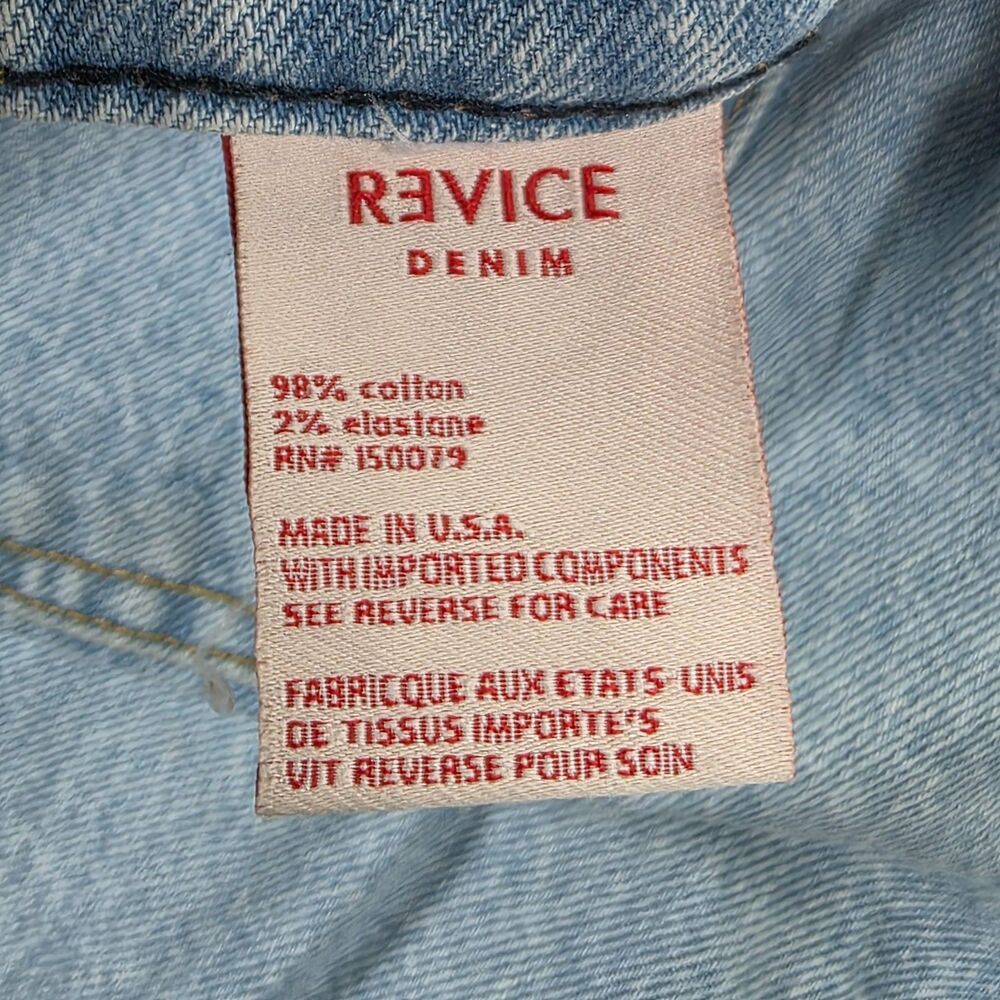 Revice Denim Jeans Yin Yang Crops Size 28 Tokyo Wash Two Tone Blue Zip Detail - Picture 6 of 15